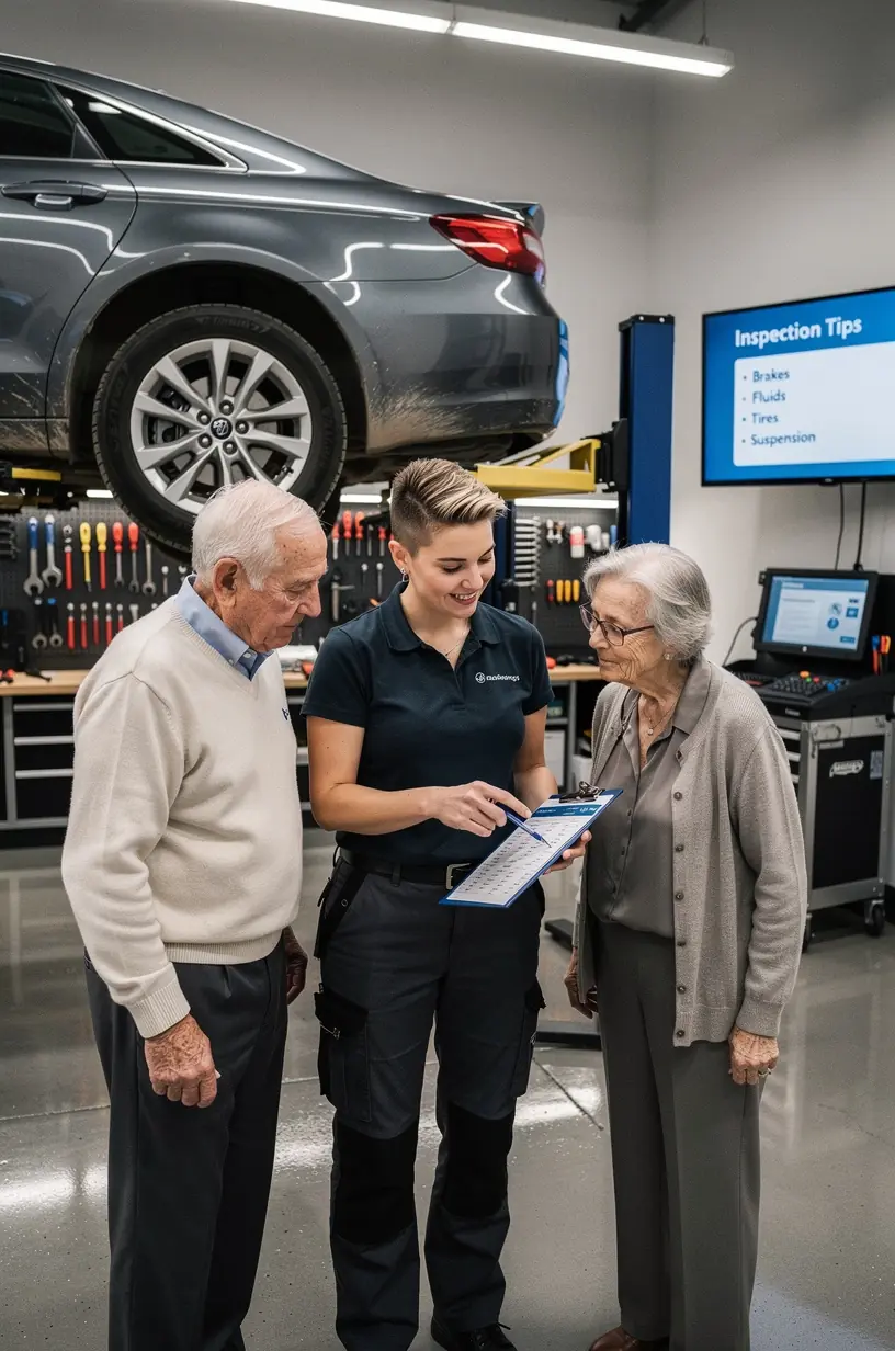 Autofachmann führt umfassende Diagnose mit modernem Equipment zur Gebrauchtwagenbewertung durch